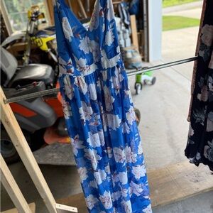 Floral Chiffon Maxi Dress with Open Back
